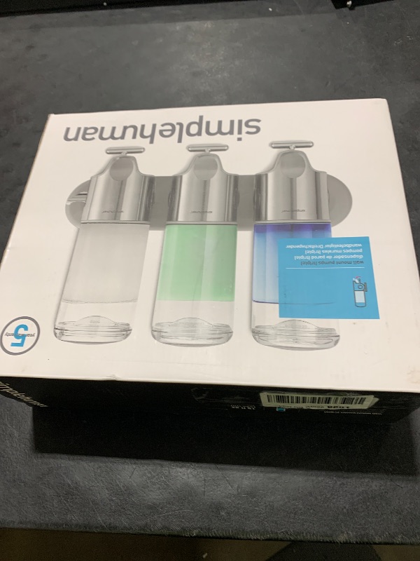 Photo 1 of simplehuman Wall Mount Pumps, Triple 15 fl. oz. Shampoo & Soap Dispenser, Stainless Steel