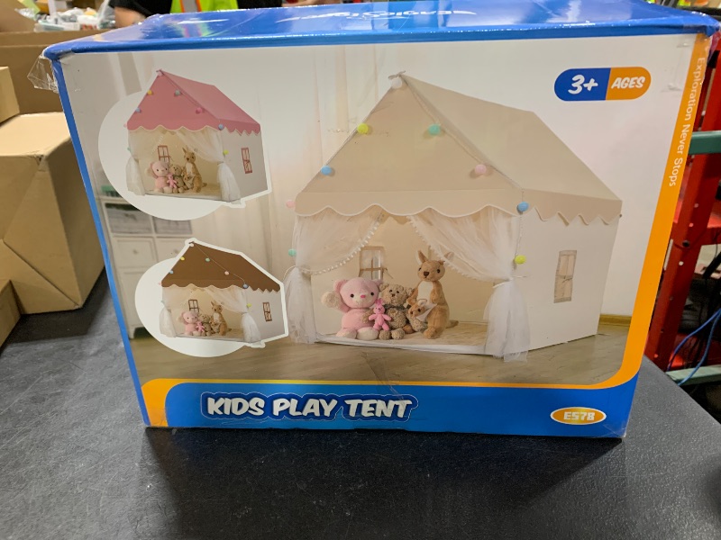 Photo 1 of EagleStone Kids Play Tent with Star Light and Padded Mat, Playhouse for Kids, Neutral Color Play Room Furniture, Indoor Bed Tent Gift Toys for Toddle 3,4,5,6-Year-Old Girls,Boys, Girls,