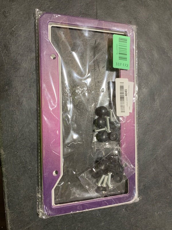 Photo 1 of License Plate Frame Car Accessories Aluminum Metal License Plate Holder, Weather Proof, Rust-Proof Universal Size (Purple)