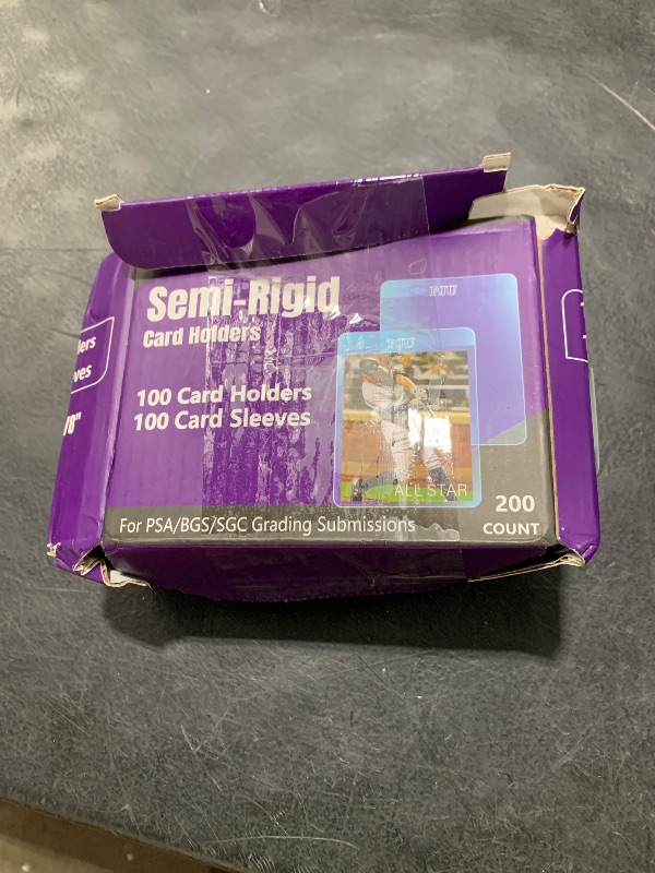Photo 1 of 100ct Semi Rigid Card Holders & 100ct Card Sleeves for PSA, SGC, BGS, CSG Graded Card Submissions, Semi Rigid Card Sleeves, Baseball Card Protectors, PSA Graded Card Sleeve for Trading Card