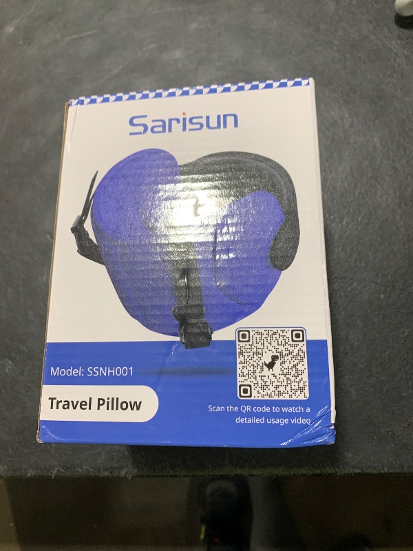 Photo 1 of SARISUN Travel Pillows for Airplanes, Airplane Pillow for Long Flight, Airplane Head Strap with Sleep Eye Mask, 360° Support Headrest for Car Trip, Travel Essentials Stop Bobblehead, Mottled Blue