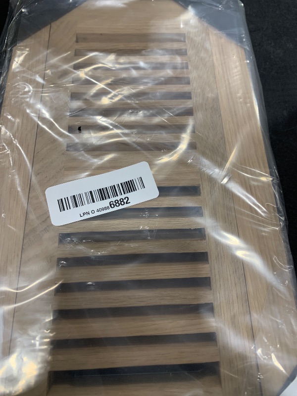 Photo 1 of Oak Floor Register for 4x10 Inch Duct Holes - Flush Mount Floor Vent with Metal Damper - White Wooden Vent Covers for Home Floor - 0.8 Inch Thickness - Unfinished - 2PCS