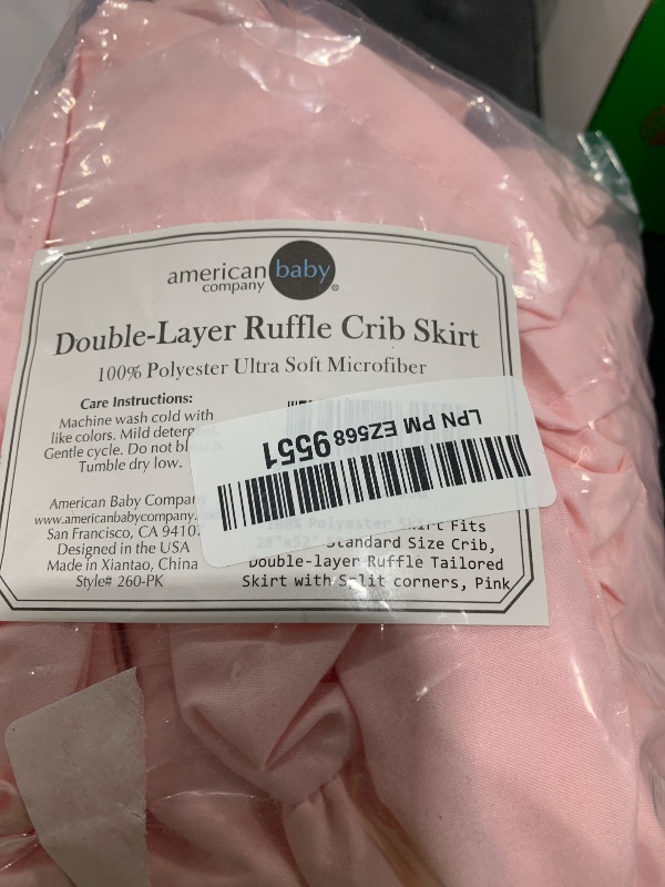 Photo 1 of American Baby Company Double Layer Ruffled Crib Skirt, Blush Pink, for Girls, 1 Count (Pack of 1)