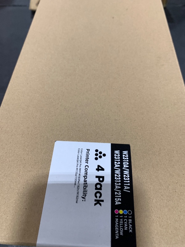Photo 1 of (With Chip) Compatible 215A Toner Cartridges 4 Pack Replacement for HP 215 A 215X Cartridges W2310A W2311A W2312A W2313A Use with Color Pro MFP M183fw M182nw M182n M155a M155nw Printer (BK/C/M/Y)