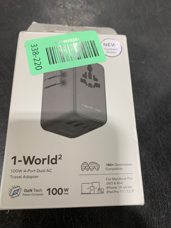 Photo 1 of MOMAX Universal Travel Adapter, GaN 100W International Power Adapter, 2 AC, 2 USB-C PD Fast Charging & 2 USB-A QC, All-in-one International Plug Adapter for Travel European UK AUS JP