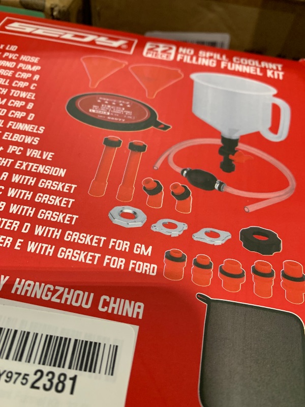 Photo 1 of 22-Piece No-Spill Coolant Filling Funnel Kit and Siphon Hose Pump, Radiator Coolant Filling Spill-Proof Funnel Kit with Adapters, Extensions, PVC Hose, Engine Oil Funnels, Towel for Universal Vehicle