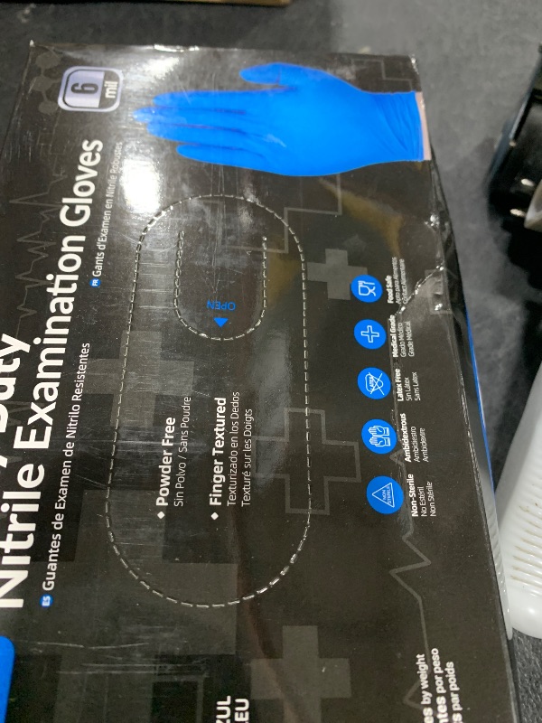 Photo 1 of TitanFlex Nitrile Exam Gloves, Blue, 6-mil, Large, Box of 100, Heavy Duty Nitrile Gloves Disposable Latex Free, Powder Free, Medical Gloves, Cooking Gloves, Mechanic Gloves, Cleaning Gloves