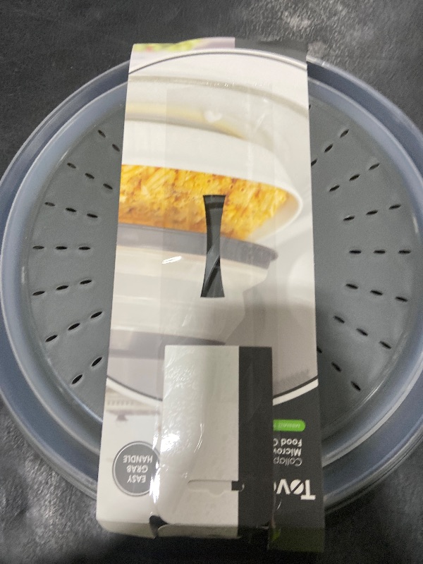Photo 1 of Tovolo Microwave Splatter Cover for Food, Large (Charcoal) - Collapsible & Vented Silicone Splatter Guard Lid - Microwave Plate & Dish Cover with Handle - BPA-Free Kitchen Gadget for Meal Prep
