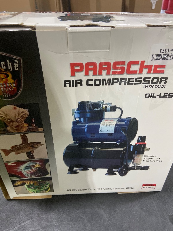 Photo 1 of Paasche D3000R 1/5 HP Compressor with Tank, Regulator and Moisture Trap, Blue & Black
