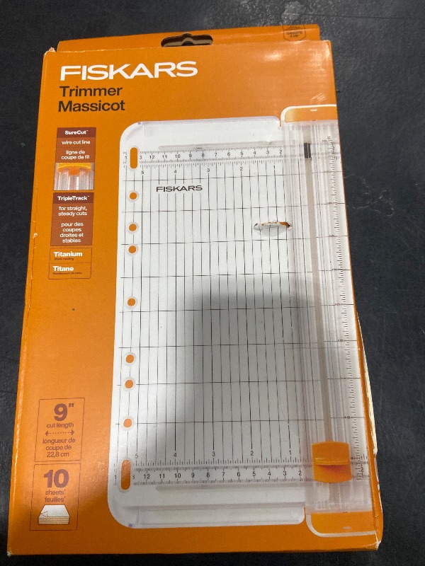 Photo 1 of Fiskars SureCut Portable Paper Cutter Fits in 3 Ring Binder - 9" Cut Length - Craft Paper, Cardstock and Photo Trimmer - Scrapbooking Tool