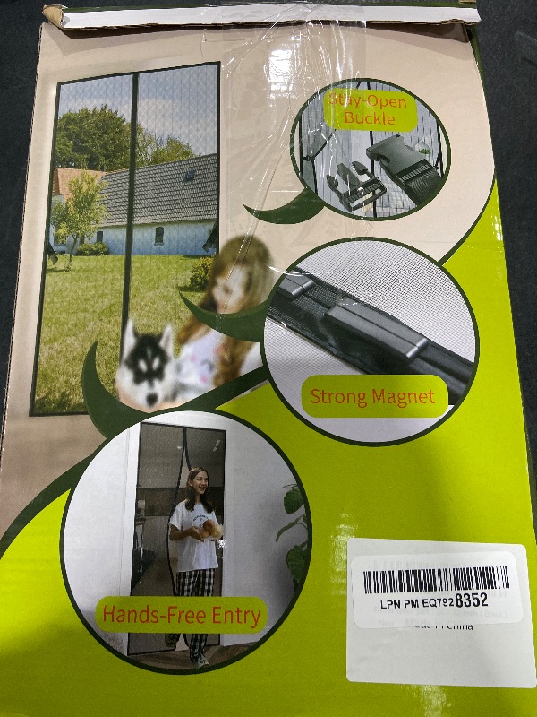 Photo 1 of Iduontis Magnetic Screen Door - Fits Door Opening 36 x 82 in, Actual Screen Size 38"x83", Hands Free Mesh Partition,Heavy Duty Curtain Keeps Bugs Out, Frame Hook & Loop, Pet and Kid Friendly