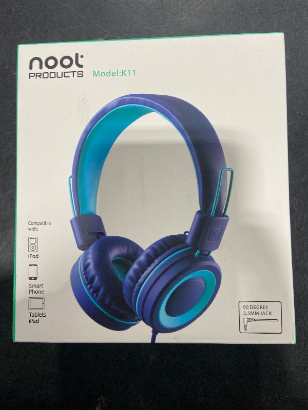 Photo 1 of Kids Headphones - noot products K11 Foldable Stereo Tangle-Free 3.5mm Jack Wired Cord On-Ear Headset for Children/Teens/Boys/Girls/Smartphones/School/Kindle/Airplane Travel/Plane/Tablet (Navy/Teal)