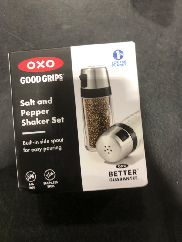 Photo 1 of OXO Good Grips Silver/Clear Plastic Salt and Pepper Shaker Set 3 oz