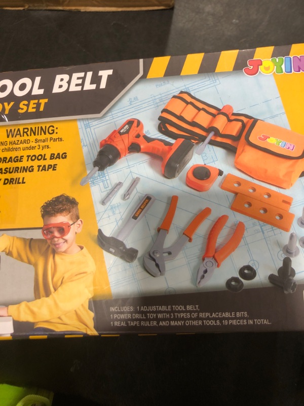 Photo 1 of JOYIN 19Pcs Kids Tool Set, Construction Belt & Electronic Drill, Pretend Role Play Toddler Power Toy for Boys Girls Birthday Gifts Outdoor Preschool Ages 3 4 5 6 7 Years Old