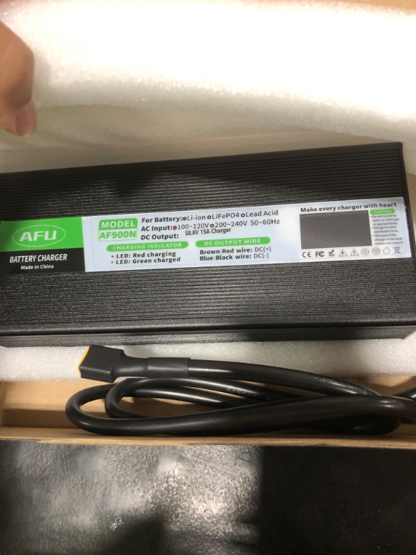 Photo 1 of 58.8V 15A Battery Charger Safe and Durable Used for 14S 52V Lithium Battery Smart Charger with Charging Display DC Output XT60 Connector