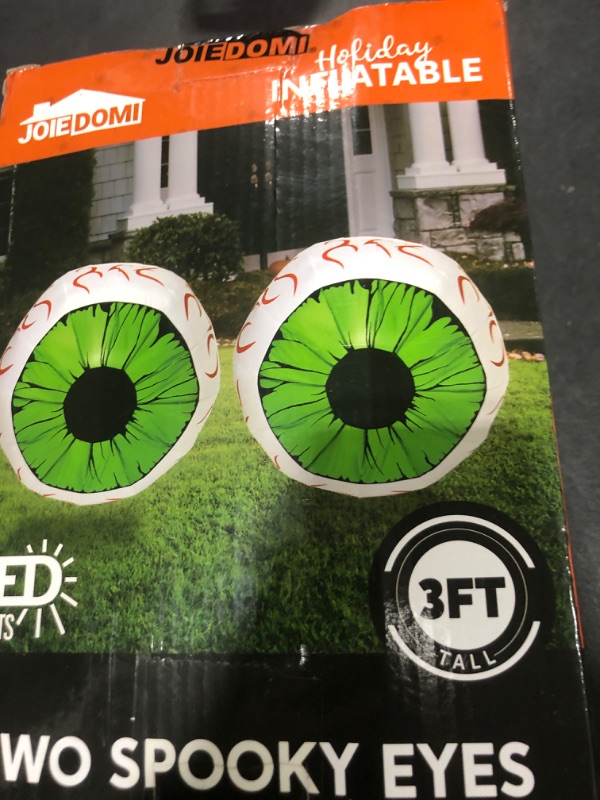 Photo 1 of Joiedomi 2 Packs Halloween Inflatables Large Set of Eyes Decoration Blow Ups Green Eyes for Yard 3 Ft Inflatable Halloween Decor Outdoor with LEDs Party Supplies Blow up Decoration for Indoor, Outdoor