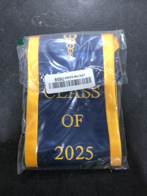 Photo 1 of Ovaltag Nursing Graduation Stole Class of 2025 Sash (Navy Blue/Gold trim, CLASS OF 2025)