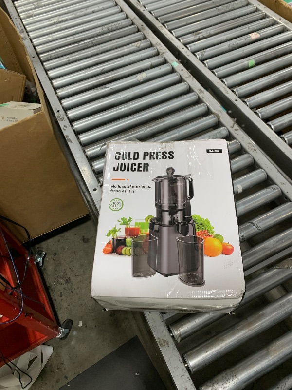 Photo 1 of Juicer Machines with 5.4" Large Feed Chute, 400W Cold Press Juicer for Whole Vegetables and Fruits, Slow Masticating juicer Easy to Clean Juice Extractor Machine High Juice Yield(Titanium Gray)