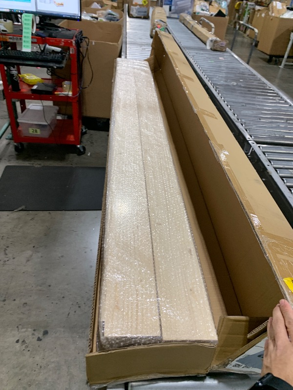 Photo 1 of EaseLife 48in x 84in Sliding Barn Wood Door,Interior Doors,DIY Assemblely,Solid Natural Spruce Panelled Slab,Easy Install,Apply to Rooms & Storage Closet,H-Frame