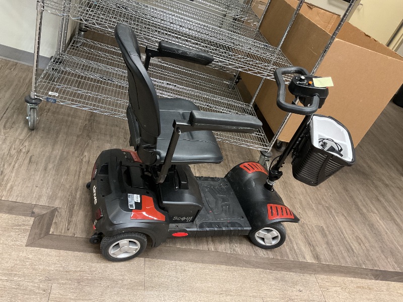 Photo 1 of SEE NOTES PICTURES………Drive Medical Spitfire Scout 4-Wheel Power Luxury Travel Scooter with Extended 15 Mile Range Battery, Red/Blue