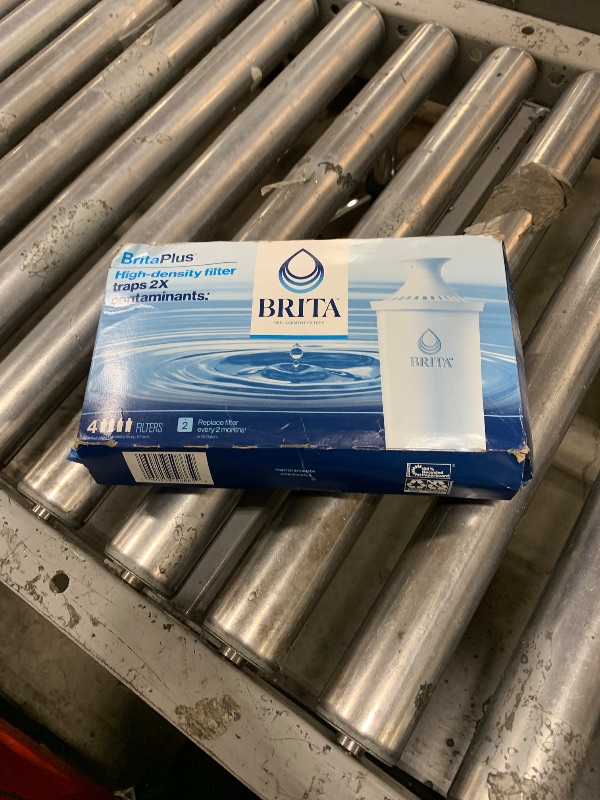 Photo 1 of Brita Plus Water Filter, BPA-Free, High-Density Replacement Filter for Pitchers and Dispensers, Reduces 2x Contaminants*, Lasts Two Months or 40 Gallons, Includes 4 Filters