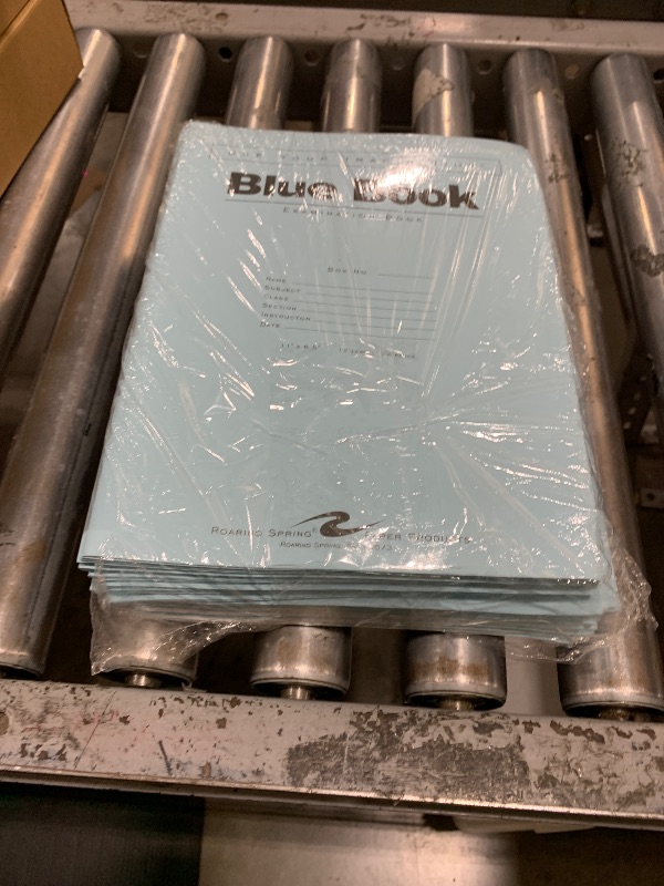 Photo 1 of ROARING SPRING Exam Blue Books, 50 School Examination Booklets, 11" x 8.5", 12 Sheets/24 Pages, Wide-Ruled with Margin Student Testbook, Made in USA