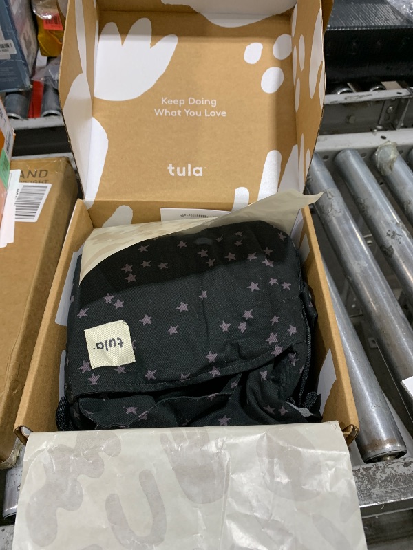 Photo 1 of Baby Tula Cotton Free-to-Grow Baby Carrier - Adjustable, Comfortable, Newborn to Toddler Carrier - Ergonomic Fit for 7lbs to 45lbs - Back & Front Carry Options - Discover (Black/Stars)