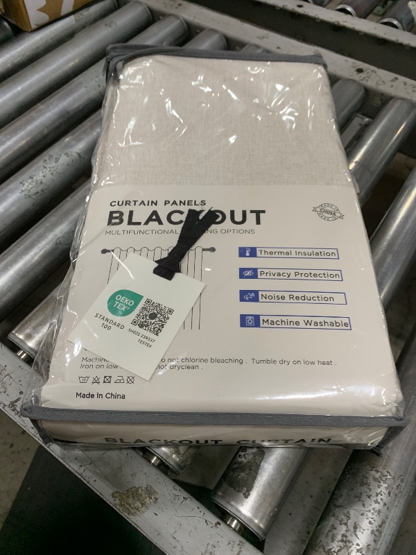 Photo 1 of 100% Blackout Shield Linen Blackout Curtains for Bedroom 96 Inches Long, Back Tab/Rod Pocket Living Room Drapes, Thermal Insulated Blackout Curtains 2 Panels Set, 50" W x 96" L, Beige