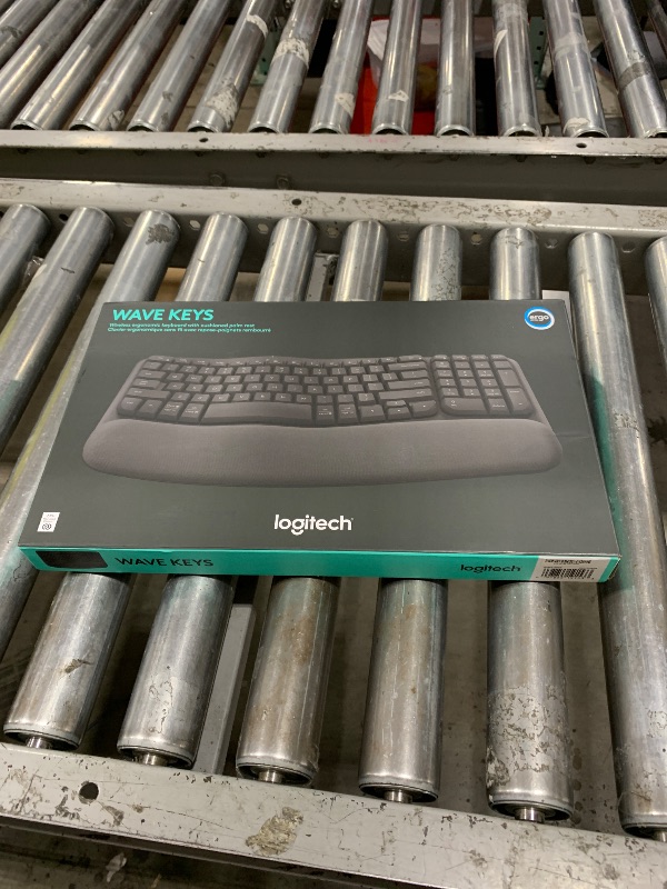 Photo 1 of Logitech Wave Keys Wireless Ergonomic Keyboard with Cushioned Palm Rest, Comfortable Natural Typing, Easy-Switch, Bluetooth, Logi Bolt Receiver, for Multi-OS, Windows/Mac - Graphite