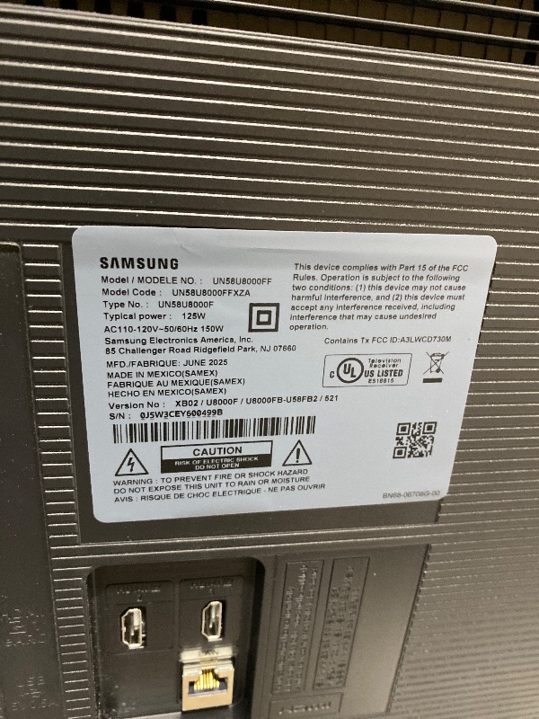 Photo 1 of Samsung 58-Inch Class Crystal UHD U8000F 4K Smart TV (2025 Model) Endless Free Content, Crystal Processor 4K, MetalStream Design, Knox Security, Alexa Built-in