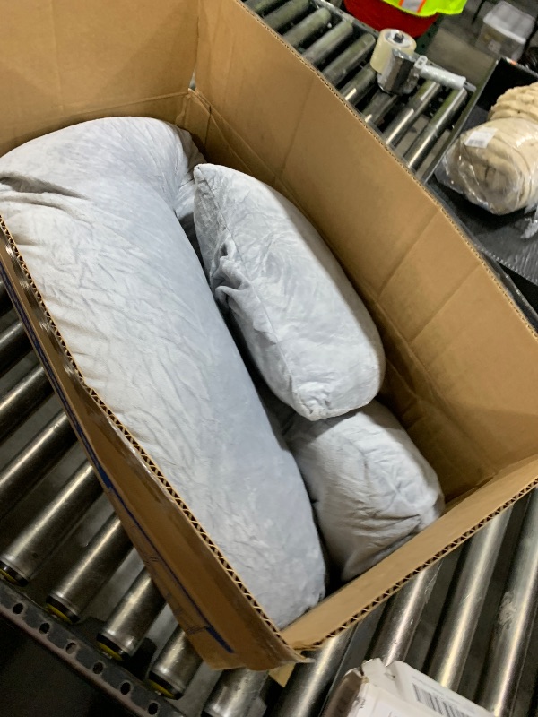 Photo 1 of Momcozy Pregnancy Pillow, Original F Shaped Maternity Pillow for Pregnant Women with Adjustable Wedge Pillow, Full Body Support Pregnancy Pillows for Side Sleeping with Velvet Cover, Grey