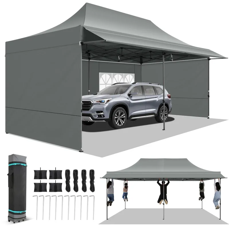 Photo 1 of 10x20ft Pop up Canopy with Awning Heavy Duty Outdoor Commercial Vendors Gazebo
