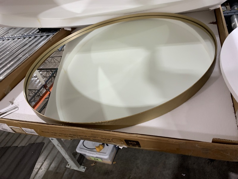 Photo 1 of TokeShimi 40 Inch Round Gold Bathroom Mirror for Wall with Non-Rusting Aluminum Alloy Brushed Matte Metal Frame for Modern Minimalist Farmhouse Home Decor