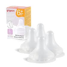 Photo 1 of Pigeon Silicone Nipple (L) with Latch-On Line, Natural Feel, 6+ Months, 4 Counts
