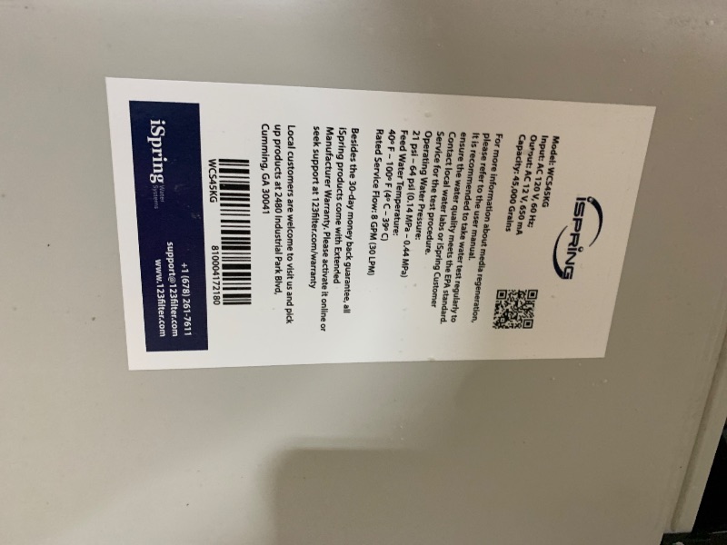Photo 1 of iSpring WCS45KG Whole House Water Softener System, 45,000 Grain High Capacity with Backwash Feature, SGS-Tested, for Homes & Businesses