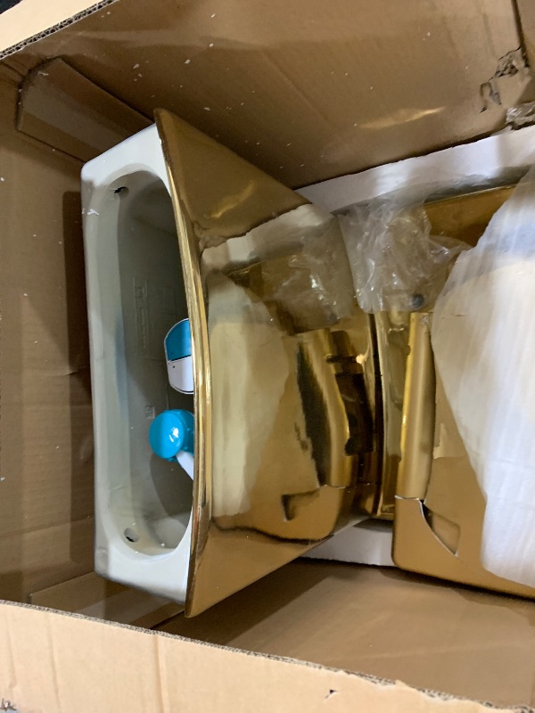 Photo 1 of Fine Fixtures Dual-Flush Elongated One-Piece Toilet with High Efficiency Flush in Shiny Gold