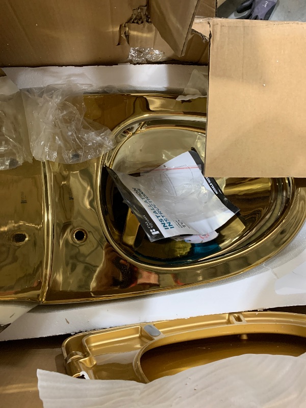 Photo 1 of Fine Fixtures Dual-Flush Elongated One-Piece Toilet with High Efficiency Flush in Shiny Gold