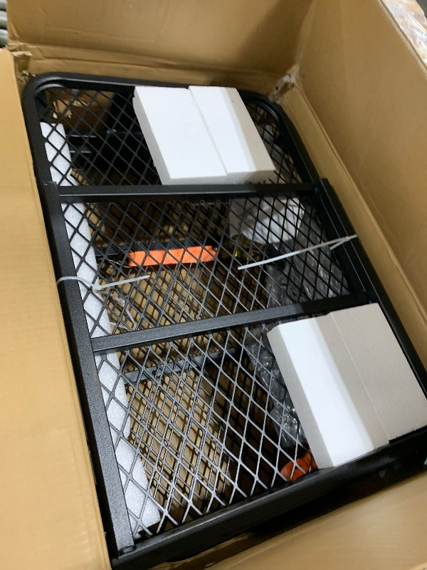Photo 1 of Folding Hitch Mount Cargo Carrier Basket 60x20x6” Rear Luggage Rack Basket,500LBS Capacity,Hitch Mount for 2" Receivers,Powder Coating,Heavy Duty, Durable,Easy Assembly,Straps Stabilizer