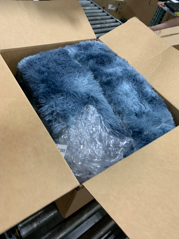 Photo 1 of 8x10 Area Rugs for Living Room, Ultra Soft Fluffy Large Shaggy Rug Carpet for Bedroom, Non-Slip Fuzzy Plush Rugs for Nursery Boys Girls Kids Room Modern Indoor Home Decor, Tie-Dyed Blue Grey