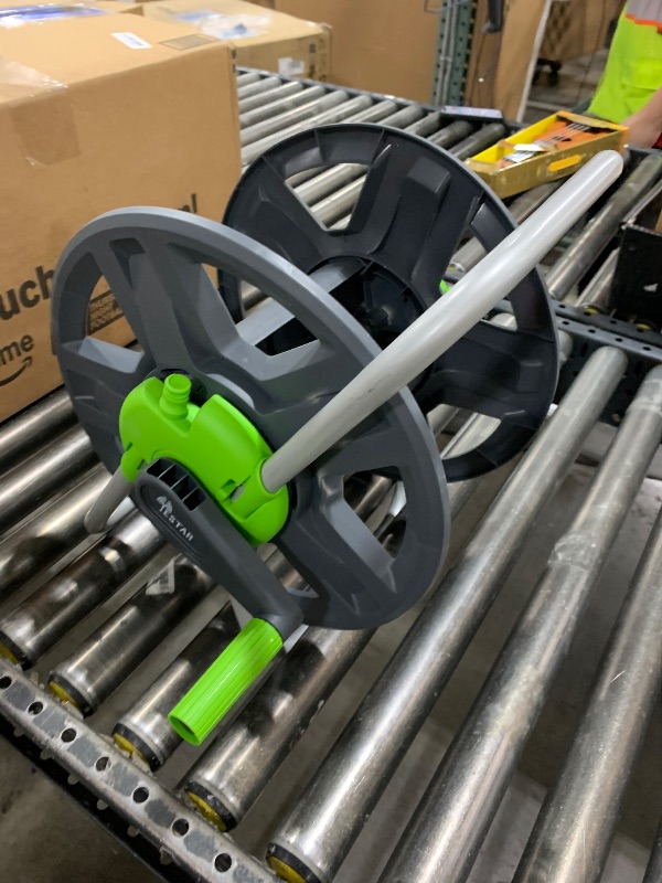 Photo 1 of Water Hose Reel Cart, Holds 65-100 Ft of 5/8 Inch Hose, Green Wall Mounted Garden Hose Cart, Portable Hose Reel for Convenient Storage and Watering
