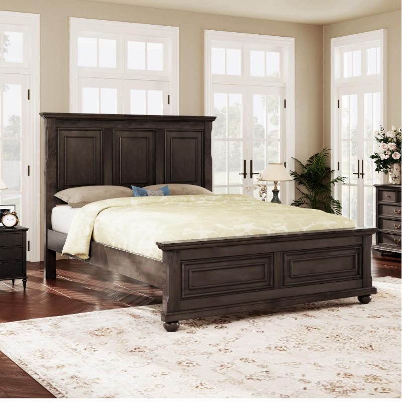 Photo 1 of INCOMPLETE SET Merax Traditional Town Bed Frames and Country Style Pinewood Vintage King Bed, Rich Brown