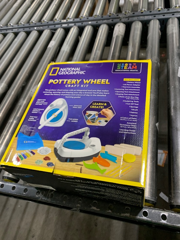 Photo 1 of Blue Marble National Geographic Deluxe Pottery Wheel Kit – Complete Starter Pottery Set, Plug-in Motor, 3 lbs. Air Dry Clay, Gemstone Chips, Sculpting Tools, Patented Arm Tool, Paints & More