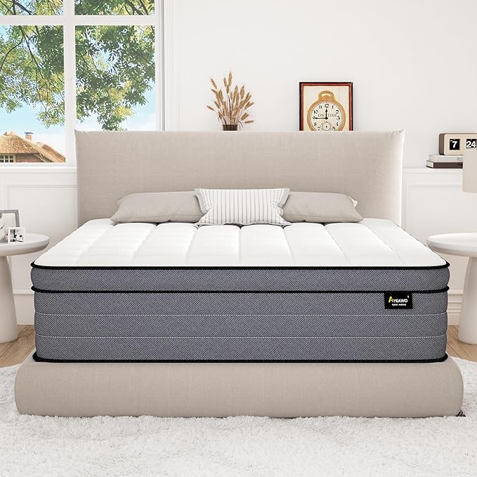 Photo 1 of Firm King Size Mattress 12 Inch, Superior Hybrid King Bed Mattress in a Box