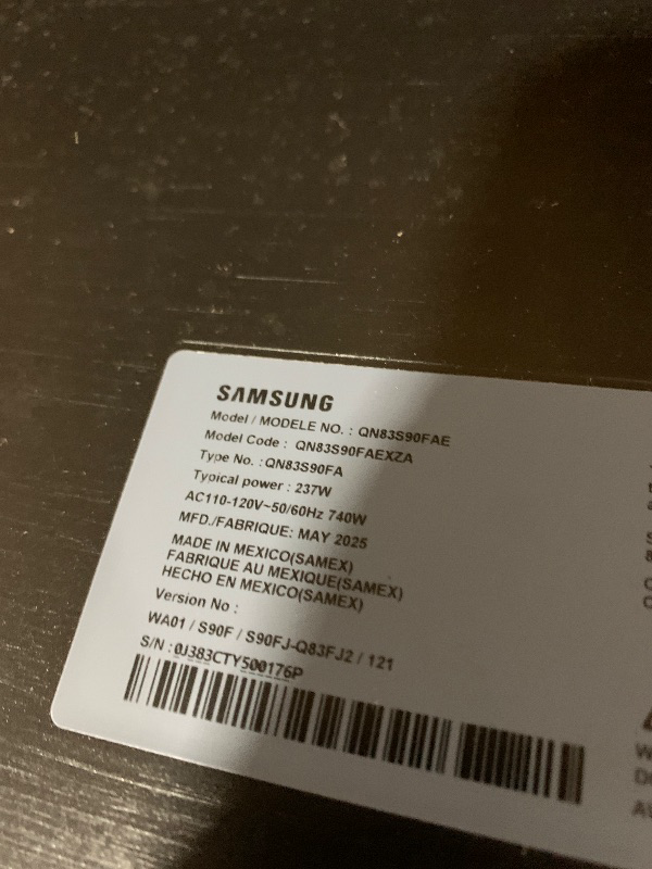 Photo 1 of SAMSUNG 83-Inch Class OLED S90F 4K Smart TV (2025 Model) NQ4 AI Gen3 Processor, 4K AI Upscaling Pro, OLED HDR +, Motion Xcelerator 144Hz, Samsung Vision AI, Alexa Built-in