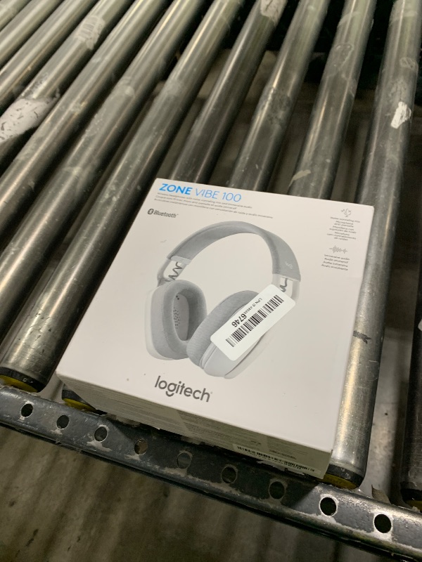 Photo 1 of Logitech Zone Vibe 100 Lightweight Wireless Over Ear Headphones with Noise Canceling Microphone, Advanced Multipoint Bluetooth Headset, Works with Teams, Google Meet, Zoom, Mac/PC - Off White