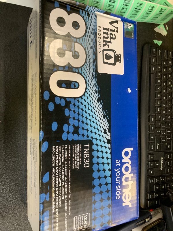 Photo 1 of Via Ink Products | TN830 MICR Toner Replacement for Brother TN-830 DCP-L2640DW HL-L2400D L2460DW L2480DW L2405W MFC-L2820DW L2820DWXL OEM Modified Check Printer Cartridge