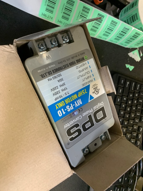 Photo 1 of DPS Sinlge Phase to 3 Phase Converter, 10HP, 30A, Input/Output 200V - 240V MY-PS-10 Model Must Be Used for 7.5HP(5.5kW) 23A Motor, DPS Must Be Used for 1 Motor Only, UL-Listed