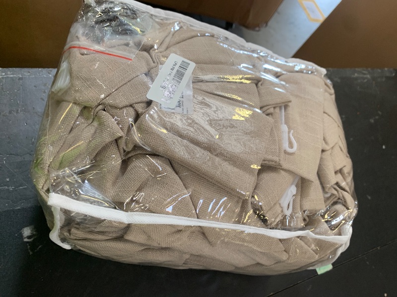 Photo 1 of 100 Inch Width 102 Inch Long Curtains Extra Wide Pinch Pleat Linen Curtains for Living Room Beige Tan Oatmeal Light Filtering Privacy Pleated Hooks Rings Back Tab for Sliding Glass Door 1 Panel