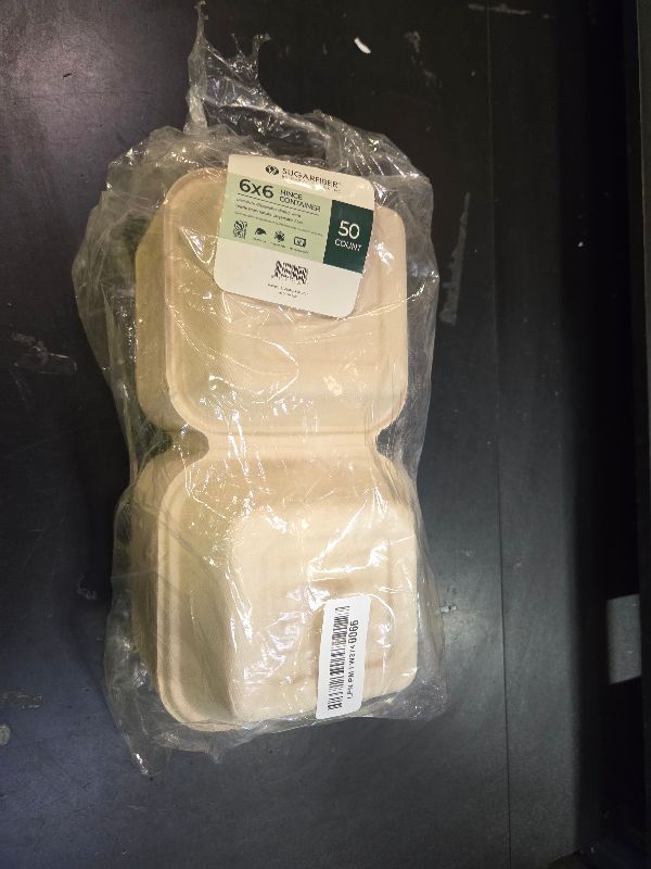 Photo 1 of [50 COUNT]Harvest Pack 6 X 6" Compostable Clamshell Take Out Food Containers, PFAS FREE Square To go Containers with Lids, Heavy-Duty Disposable Bagasse Bento Cake Box, Eco-Friendly Sugarcane Fibers
