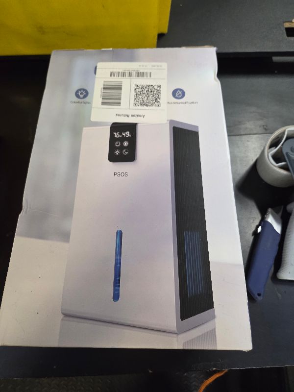 Photo 1 of PSOS Dehumidifier, Dehumidifiers for Home, 98 OZ Water Tank, (1000 sq.ft) Quiet Dehumidifier for Basement Bedroom Bathroom with Humidity Display, Auto Shut Off, Relaxing 7 Color Ambient Light(Gray)